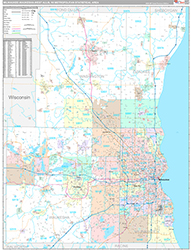 Milwaukee-Waukesha-West Allis Metro Area Wall Map Premium Style 2026